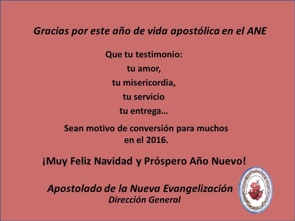 Gracias por este año de vida apostólica en el ANE