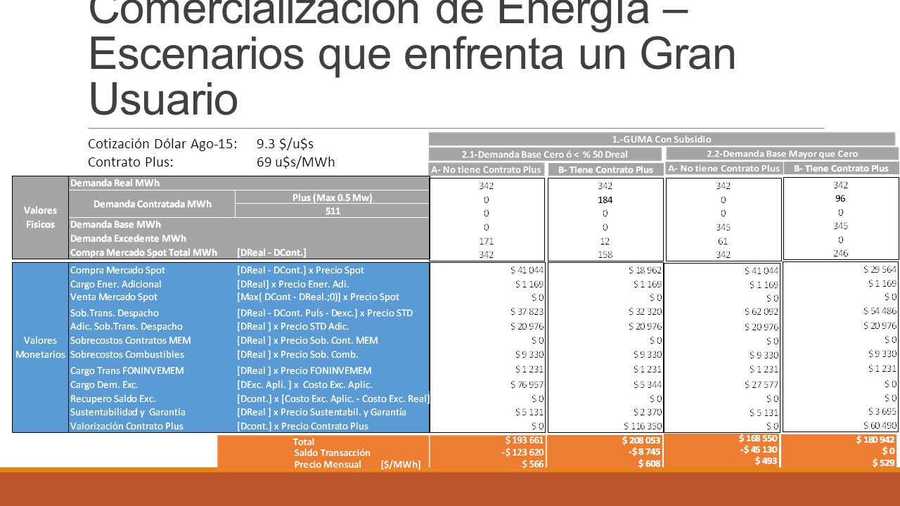 Comercialización de Energía – Escenarios que enfrenta un Gran Usuario
