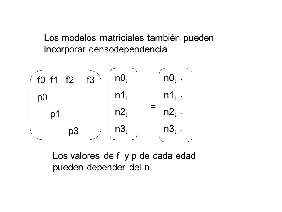 Los modelos matriciales también pueden incorporar densodependencia