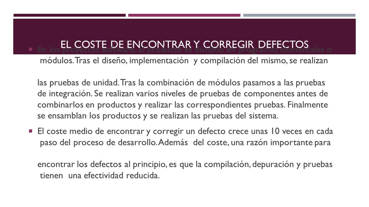 El coste de encontrar y corregir defectos
