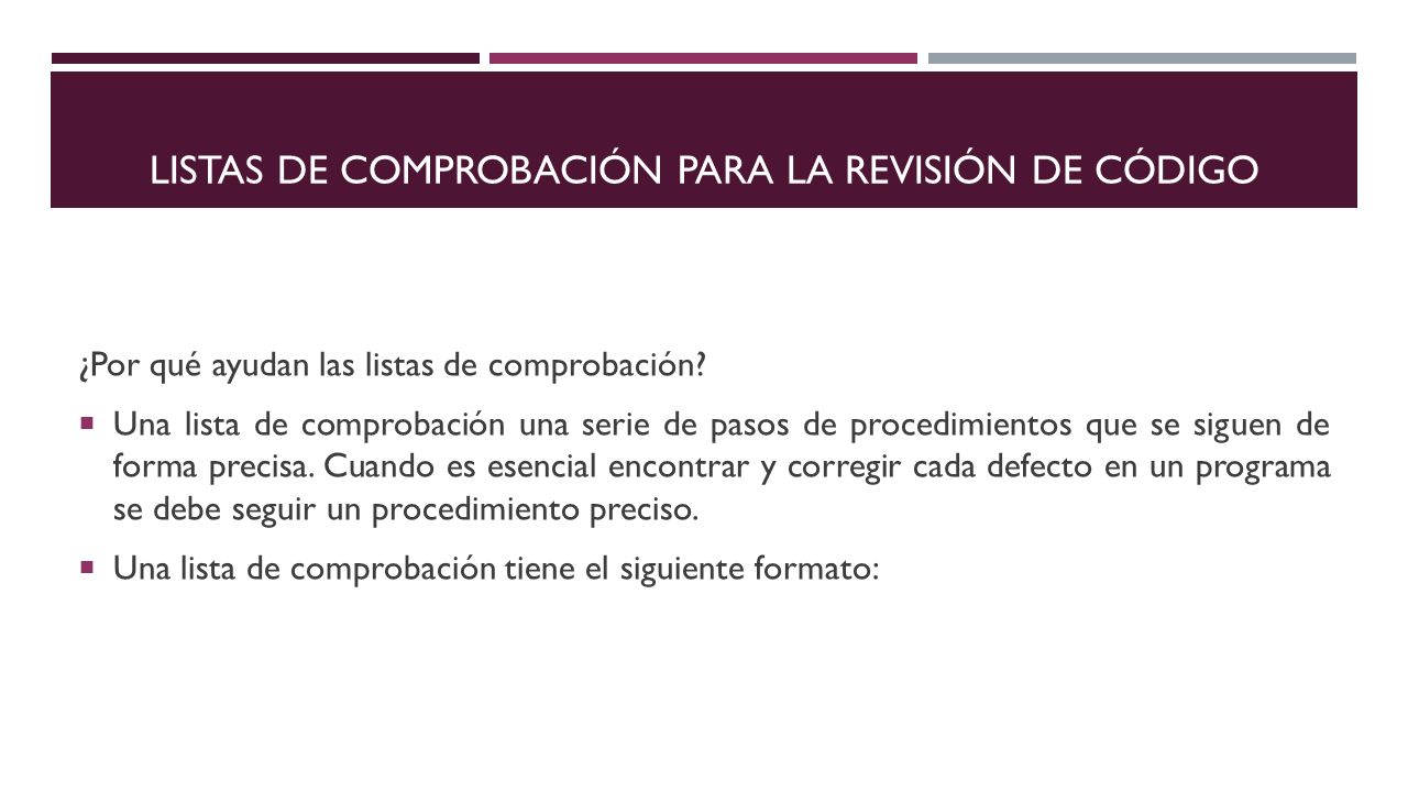Listas de comprobación para la revisión de código