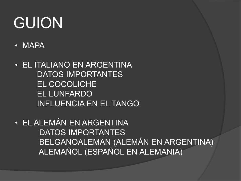 GUION MAPA EL ITALIANO EN ARGENTINA DATOS IMPORTANTES EL COCOLICHE