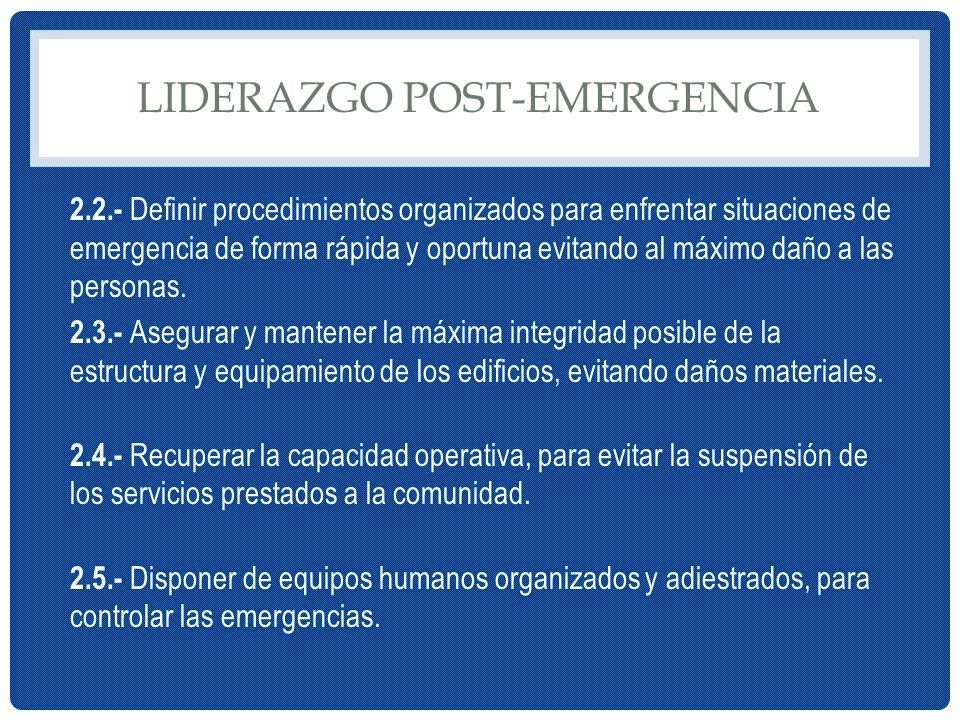 LIDERAZGO POST-EMERGENCIA