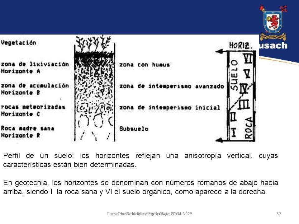 Perfil de un suelo: los horizontes reflejan una anisotropía vertical, cuyas características están bien determinadas.