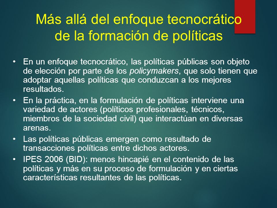 Más allá del enfoque tecnocrático de la formación de políticas