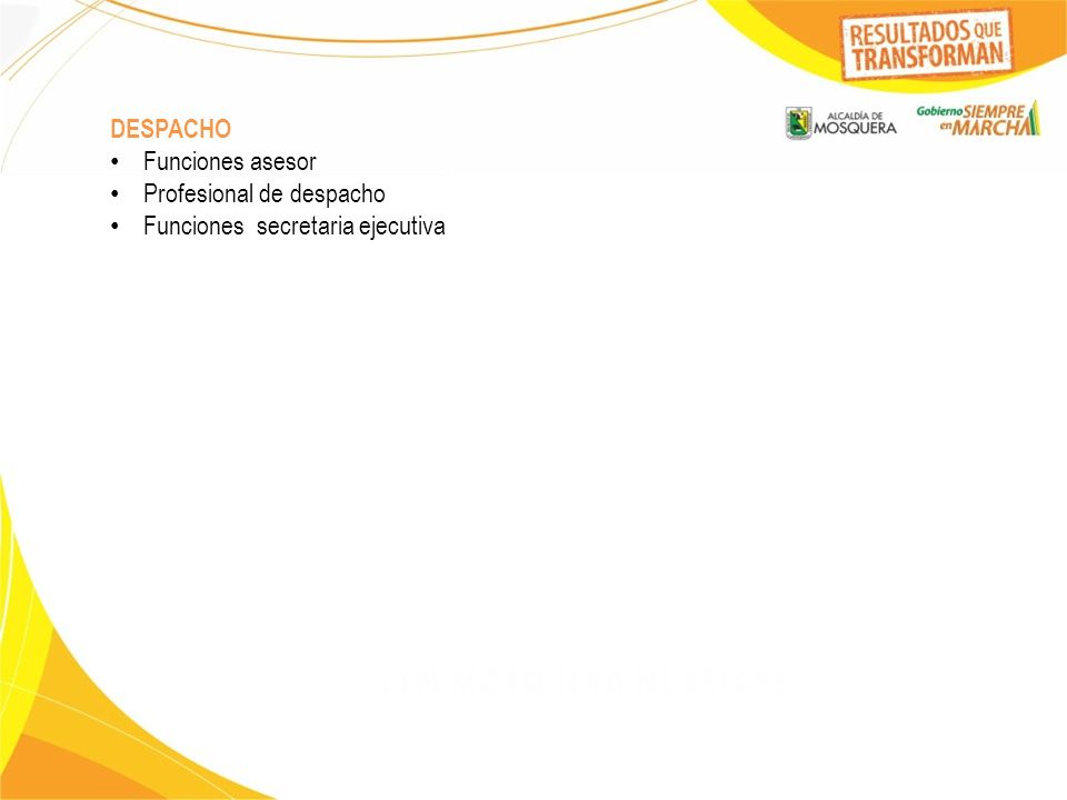 DESPACHO Funciones asesor Profesional de despacho Funciones secretaria ejecutiva