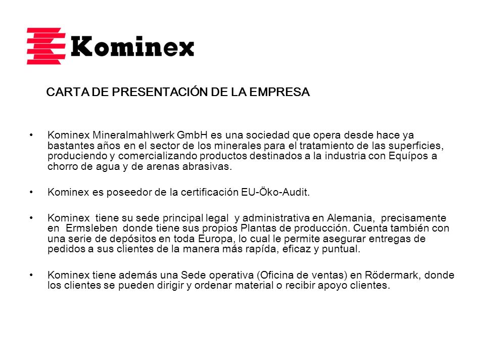 CARTA DE PRESENTACIÓN DE LA EMPRESA
