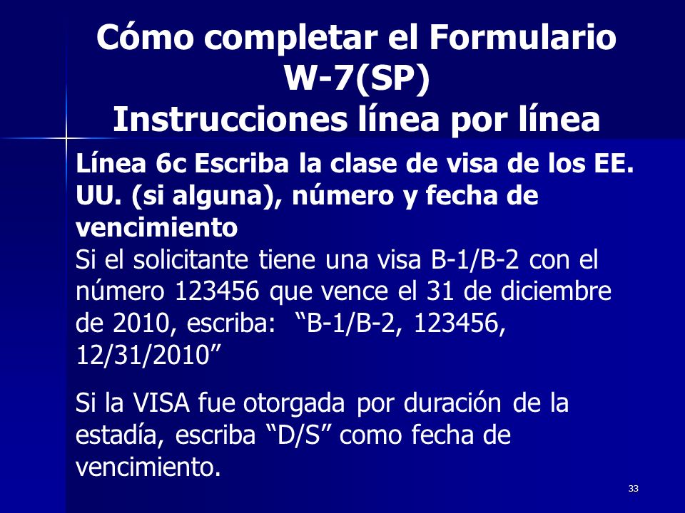 Cómo completar el Formulario W-7(SP) Instrucciones línea por línea