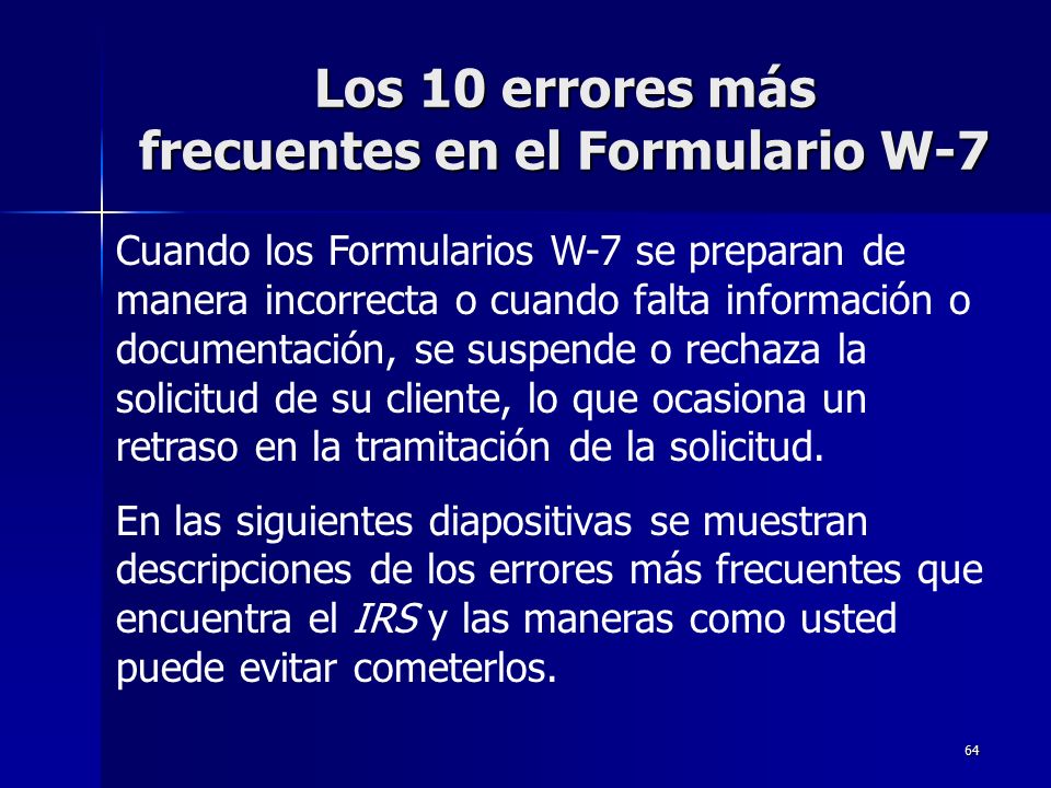 Los 10 errores más frecuentes en el Formulario W-7