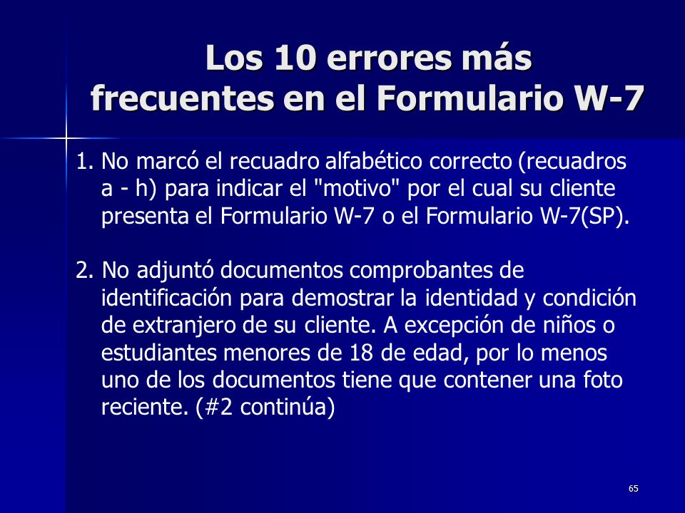 Los 10 errores más frecuentes en el Formulario W-7
