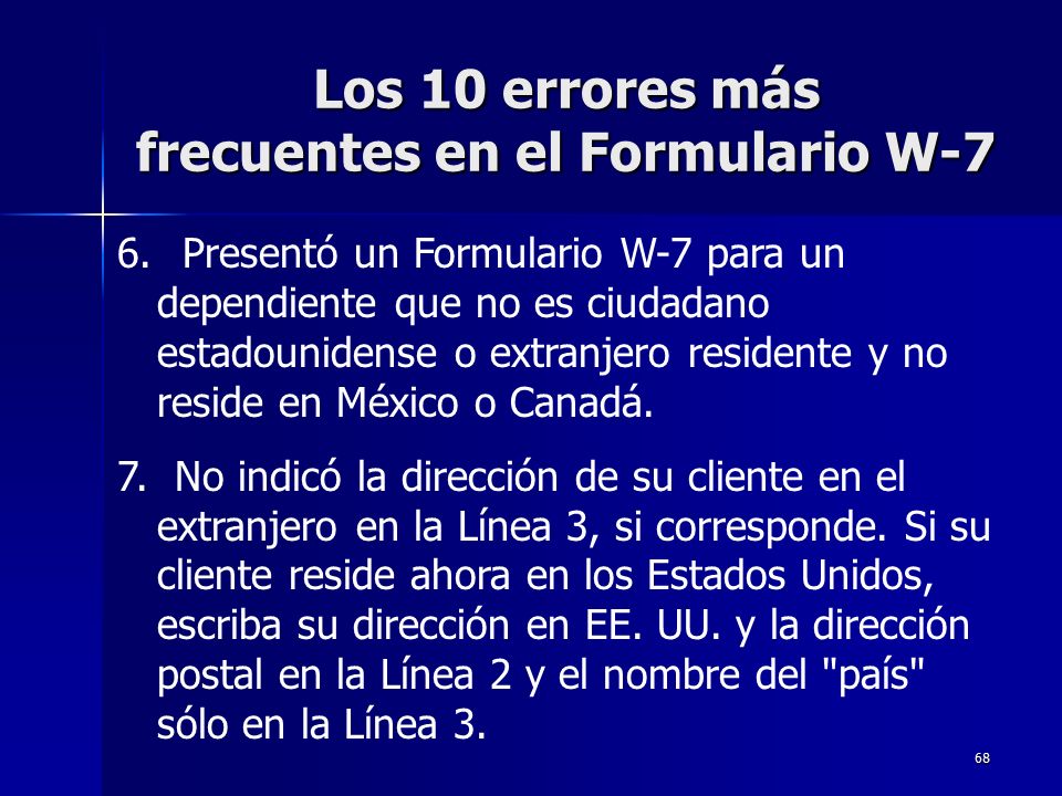 Los 10 errores más frecuentes en el Formulario W-7