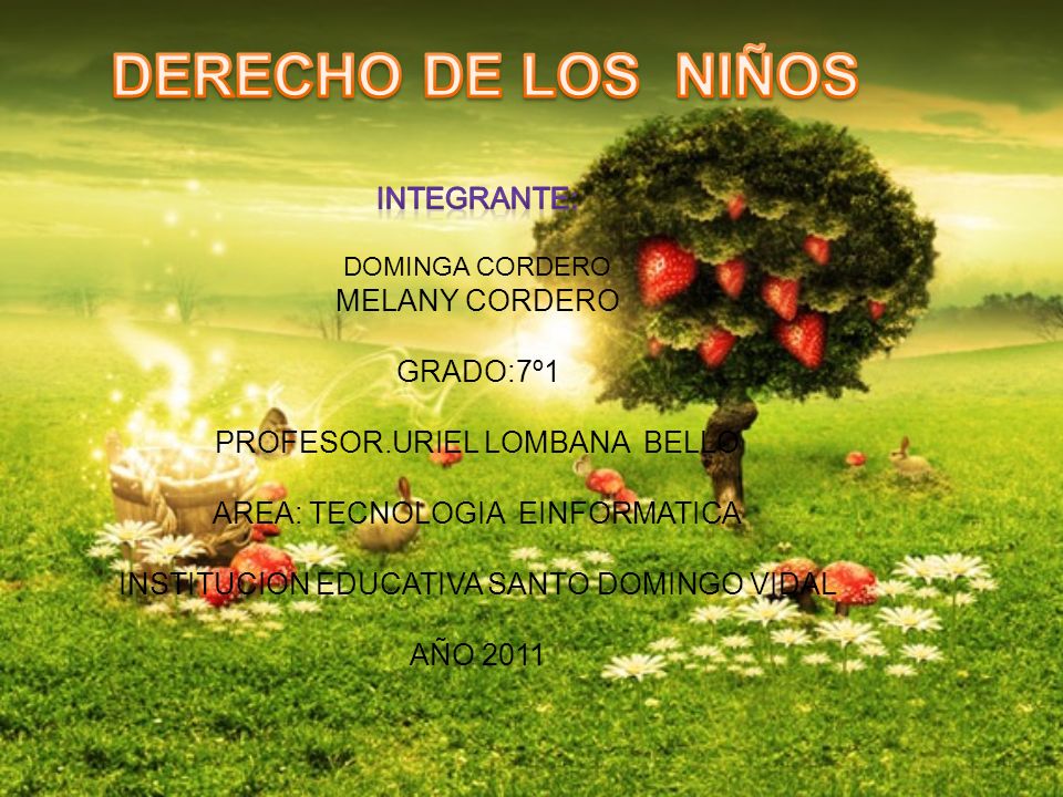 DERECHO DE LOS NIÑOS INTEGRANTE: MELANY CORDERO GRADO:7º1