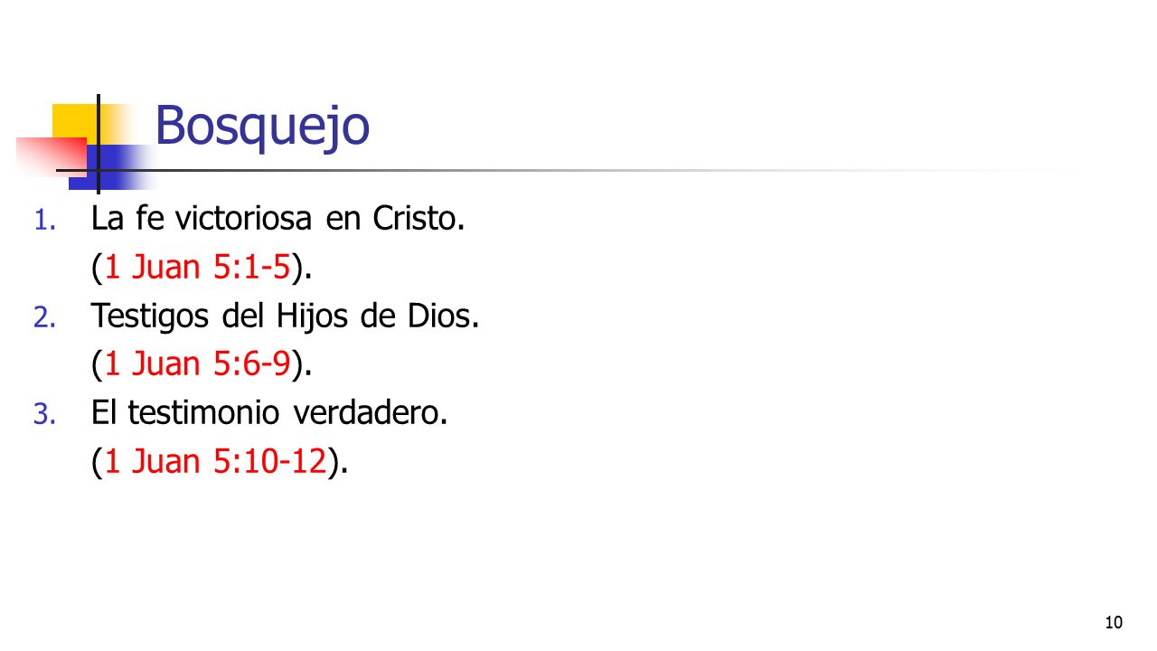 Bosquejo La fe victoriosa en Cristo. (1 Juan 5:1-5).