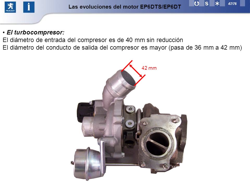 El diámetro de entrada del compresor es de 40 mm sin reducción