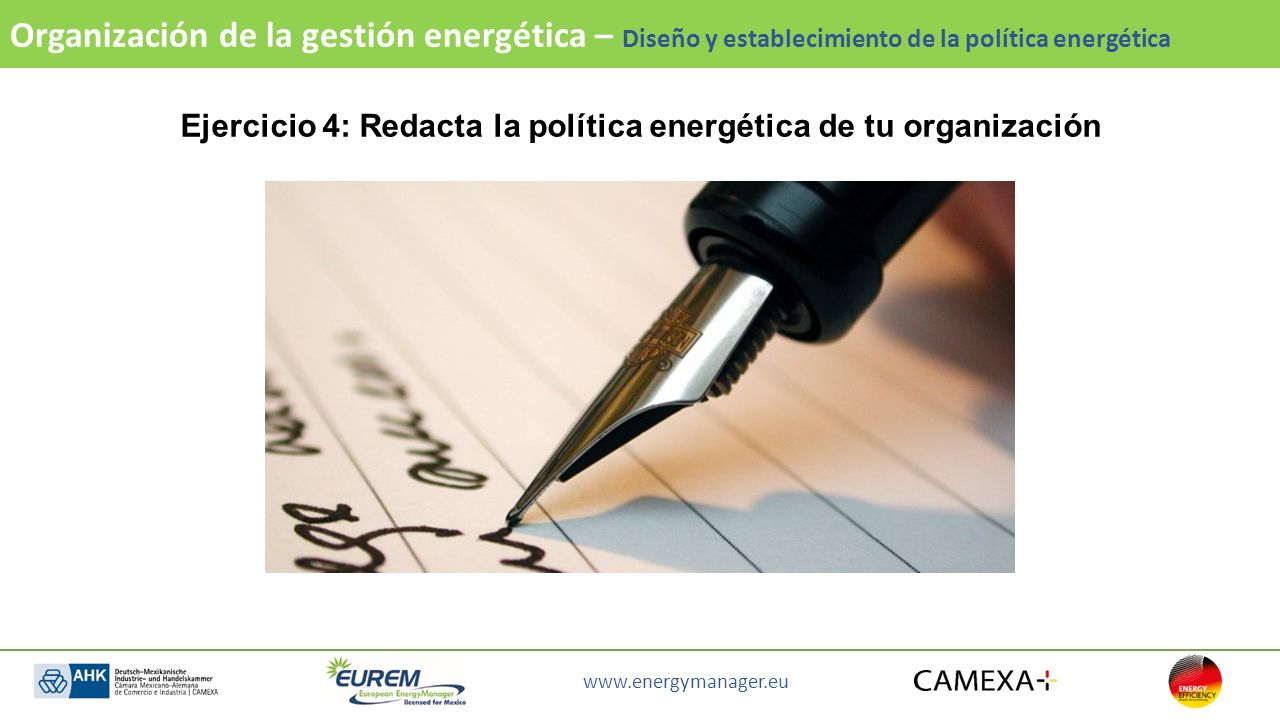Ejercicio 4: Redacta la política energética de tu organización