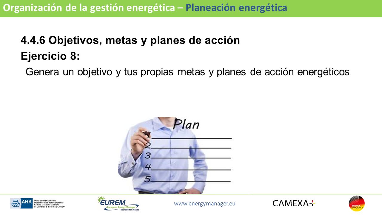 Genera un objetivo y tus propias metas y planes de acción energéticos
