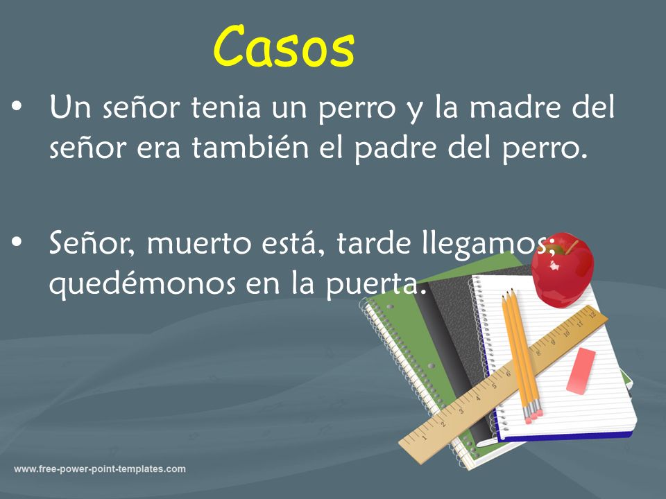 Casos Un señor tenia un perro y la madre del señor era también el padre del perro.