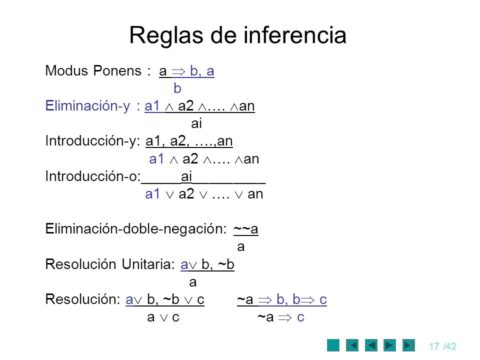 Reglas de inferencia Modus Ponens : a  b, a b