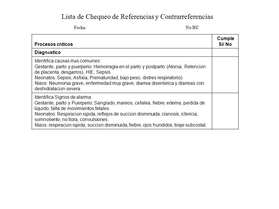 Lista de Chequeo de Referencias y Contrarreferencias
