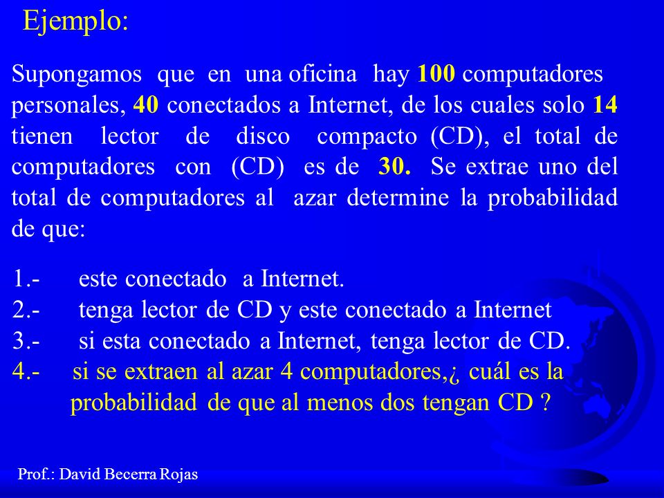 Ejemplo: Supongamos que en una oficina hay 100 computadores