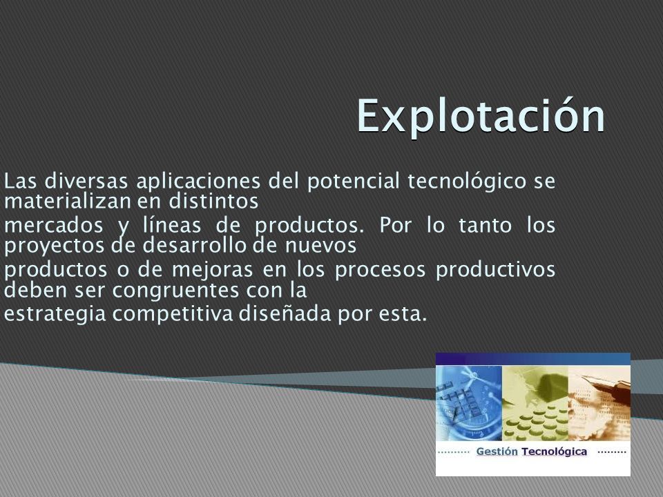 Explotación Las diversas aplicaciones del potencial tecnológico se materializan en distintos.