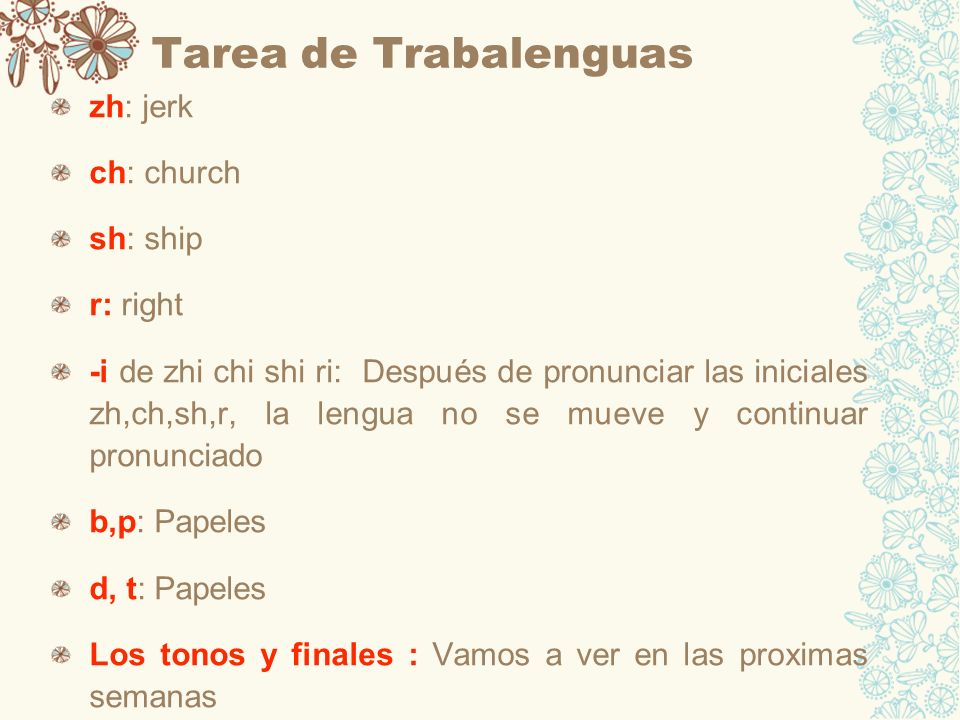 Tarea de Trabalenguas zh: jerk ch: church sh: ship r: right
