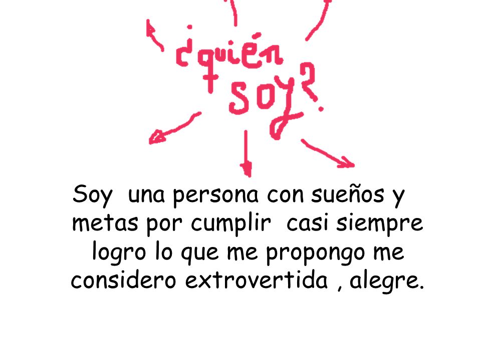 Soy una persona con sueños y metas por cumplir casi siempre logro lo que me propongo me considero extrovertida , alegre.