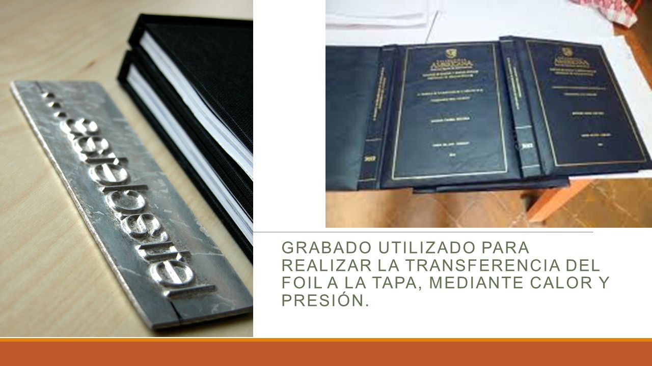 Grabado utilizado para realizar la transferencia del foil a la tapa, mediante calor y presión.