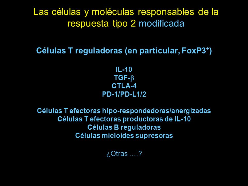 Las células y moléculas responsables de la respuesta tipo 2 modificada