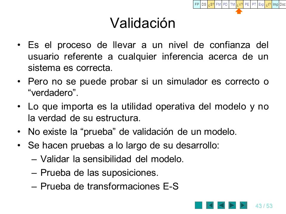 FP DS. ¿S FM. PD. TM. ¿V PE. PT. Exp. ¿I Imp. Doc. Validación.