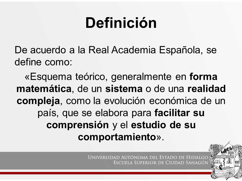 Definición De acuerdo a la Real Academia Española, se define como:
