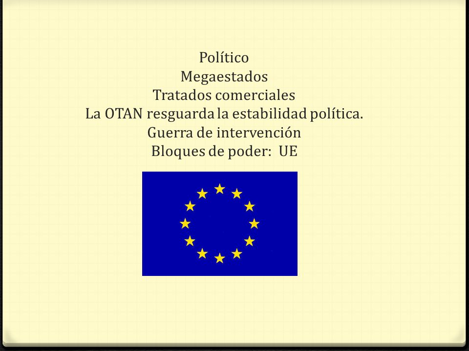 Político Megaestados Tratados comerciales La OTAN resguarda la estabilidad política.