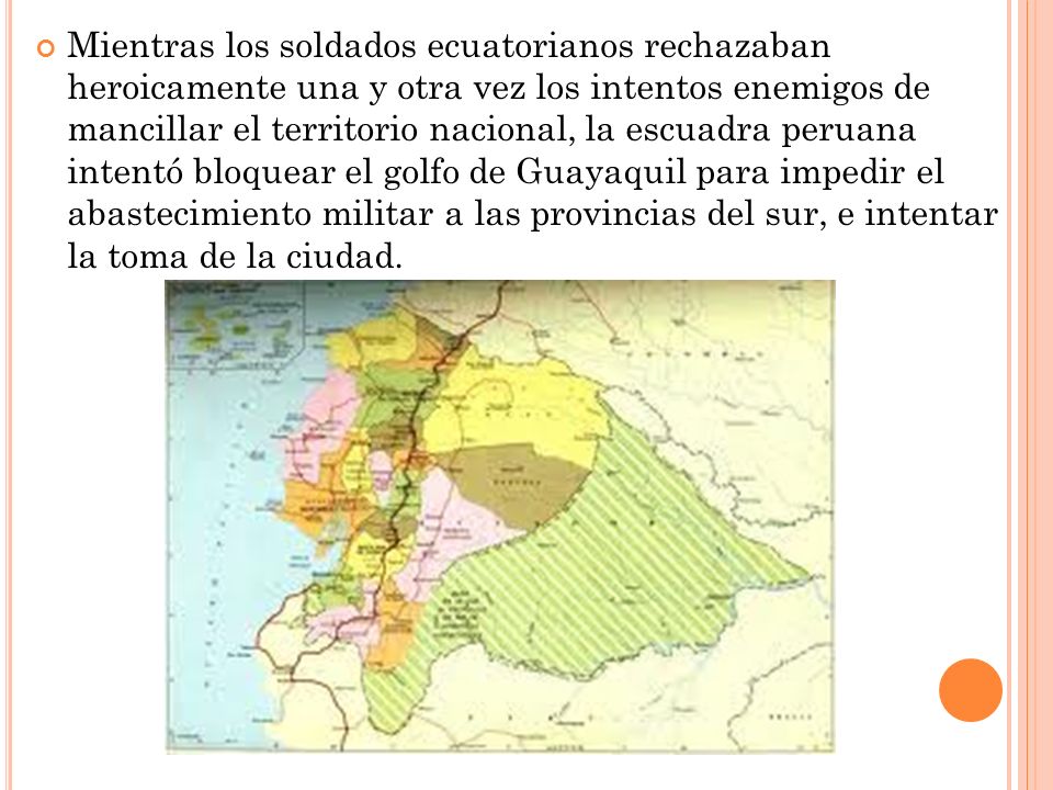 Mientras los soldados ecuatorianos rechazaban heroicamente una y otra vez los intentos enemigos de mancillar el territorio nacional, la escuadra peruana intentó bloquear el golfo de Guayaquil para impedir el abastecimiento militar a las provincias del sur, e intentar la toma de la ciudad.