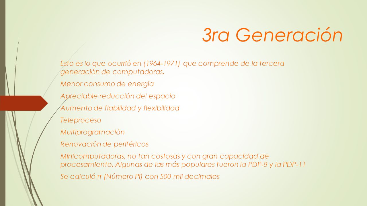 3ra Generación Esto es lo que ocurrió en ( ) que comprende de la tercera generación de computadoras.