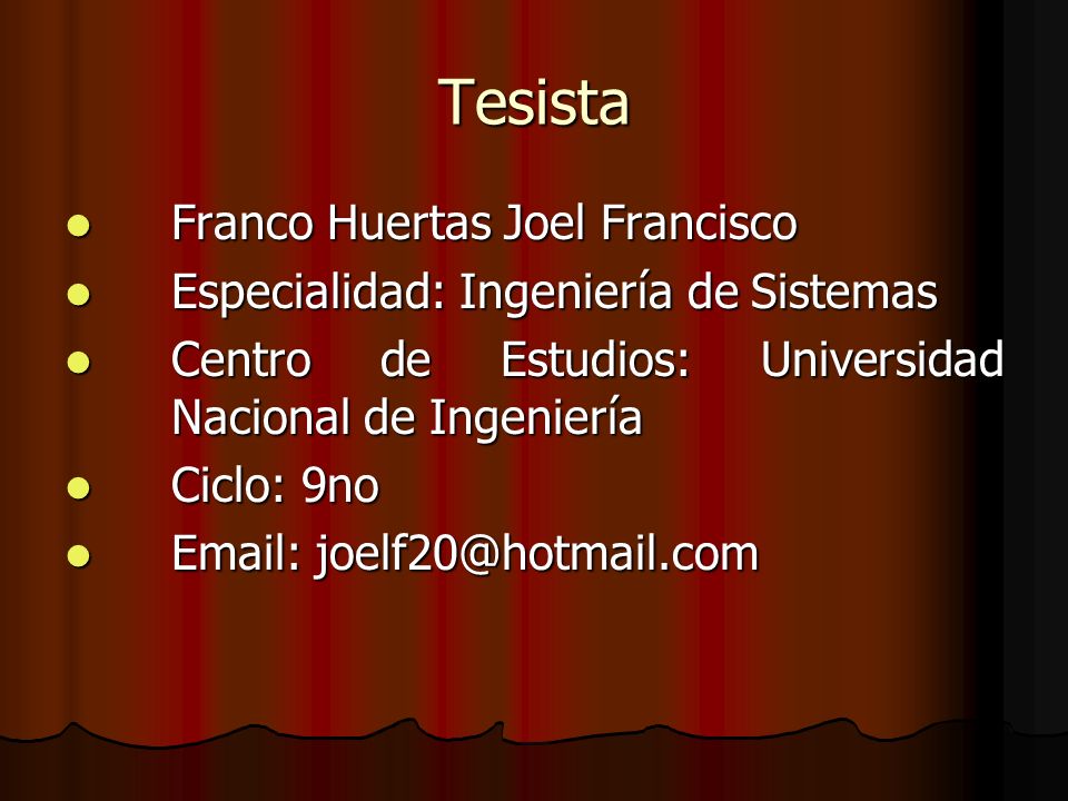Tesista Franco Huertas Joel Francisco