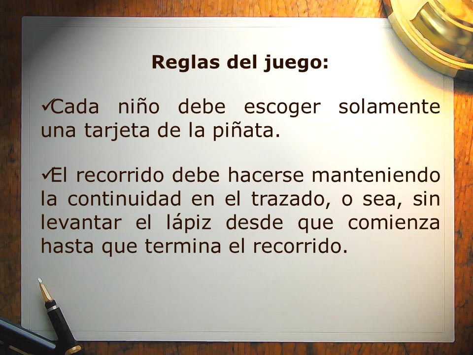 Cada niño debe escoger solamente una tarjeta de la piñata.