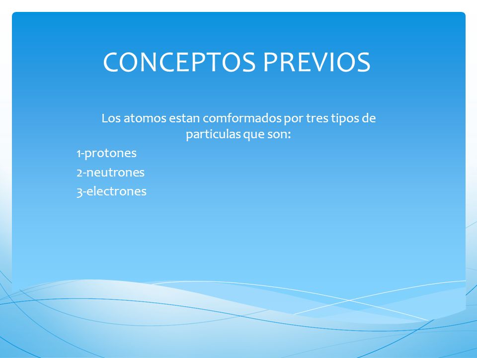 Los atomos estan comformados por tres tipos de particulas que son: