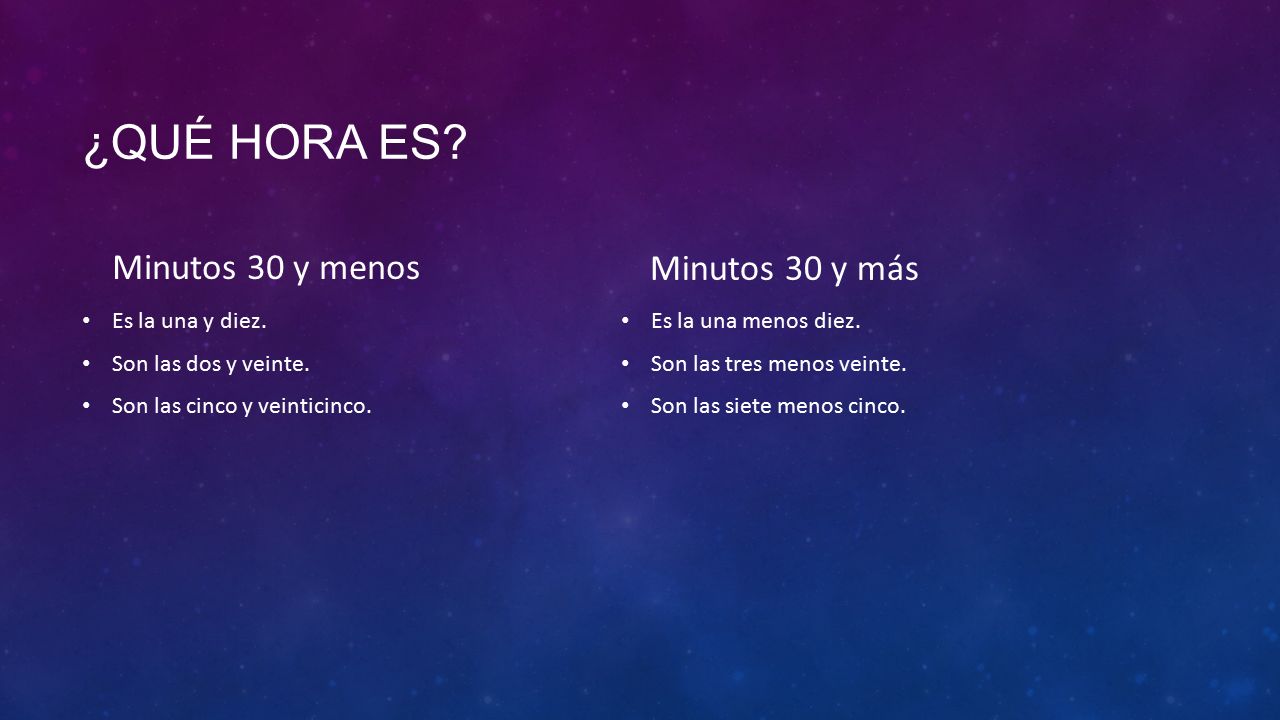 ¿qué hora es Minutos 30 y menos Minutos 30 y más Es la una y diez.