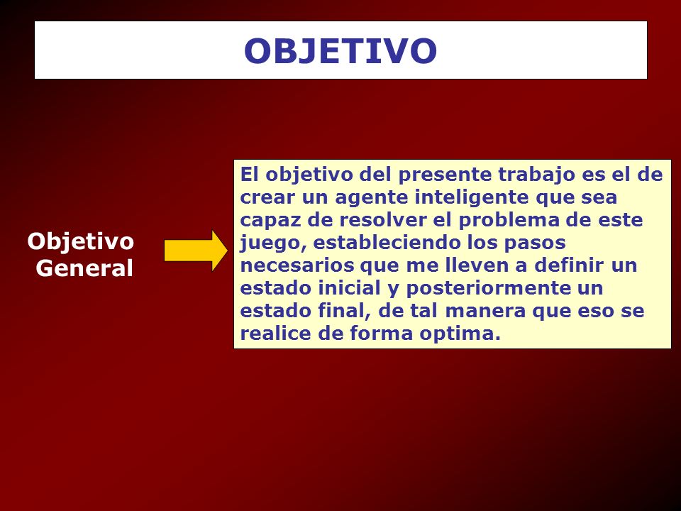 OBJETIVO Objetivo General El objetivo del presente trabajo es el de