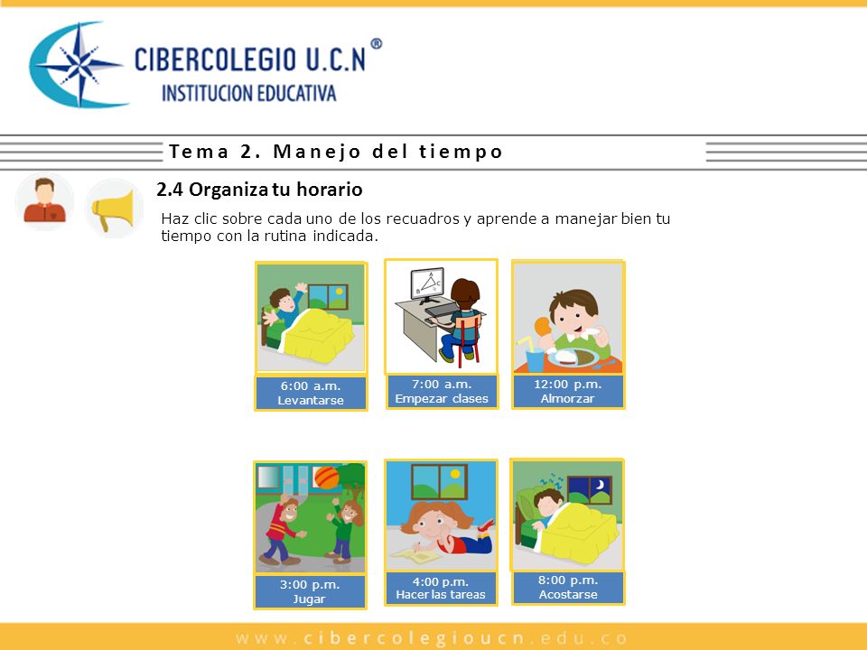 Texto alternativo: Tema 2. Manejo del tiempo 2.4 Organiza tu horario