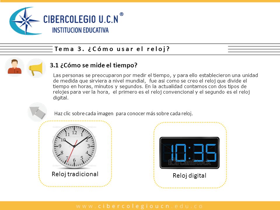 Imagen de un reloj tradicional. Imagen de un reloj digital.