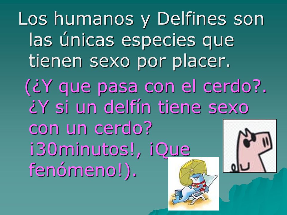 Los humanos y Delfines son las únicas especies que tienen sexo por placer.