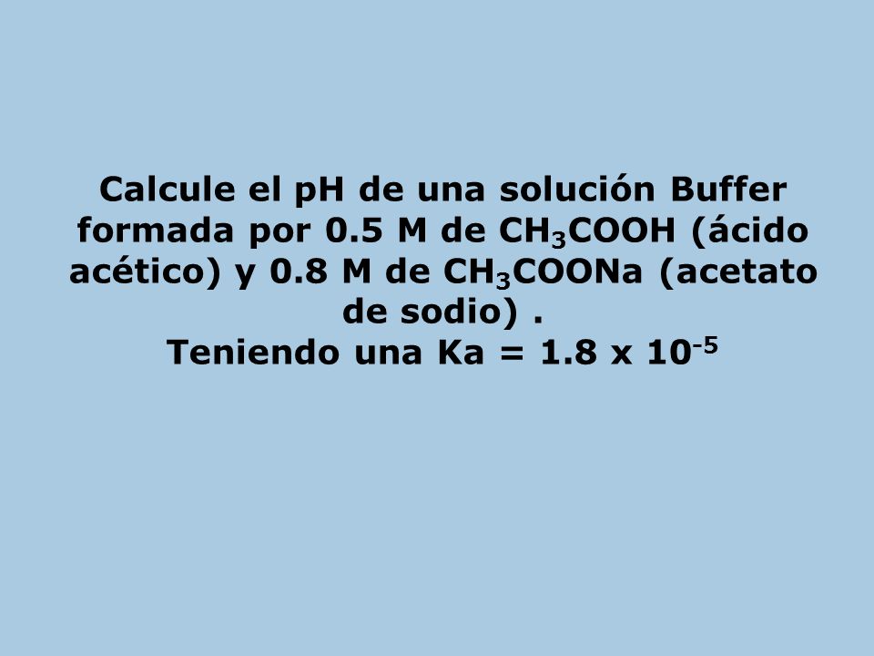 Calcule el pH de una solución Buffer formada por 0