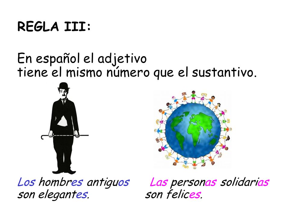 En español el adjetivo tiene el mismo número que el sustantivo.