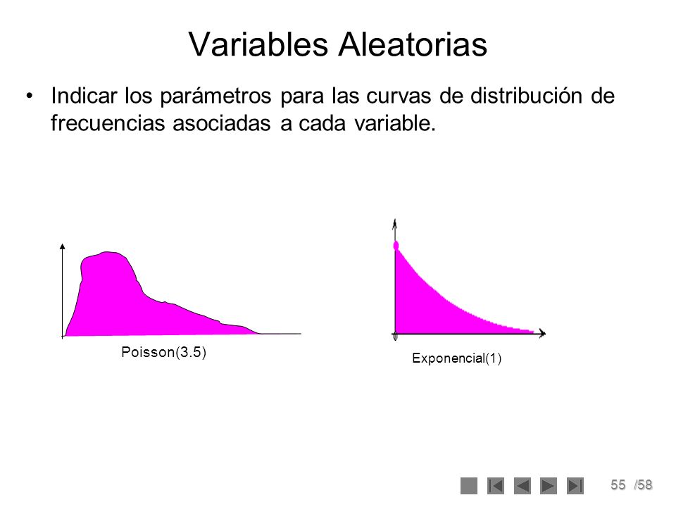 Variables Aleatorias Indicar los parámetros para las curvas de distribución de frecuencias asociadas a cada variable.