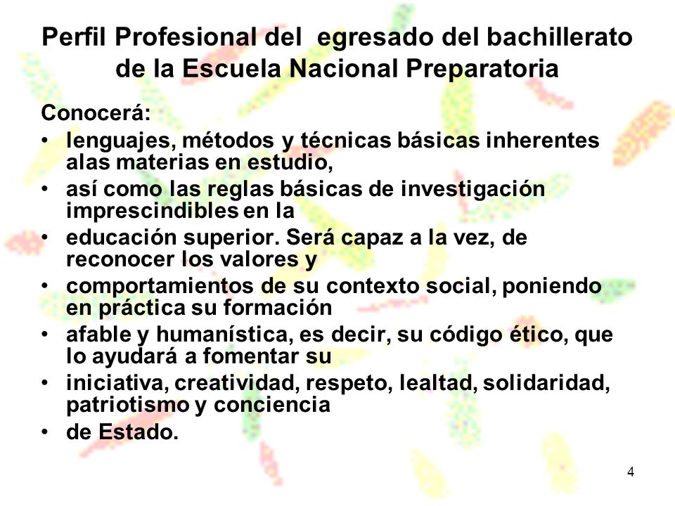 Perfil Profesional del egresado del bachillerato de la Escuela Nacional Preparatoria