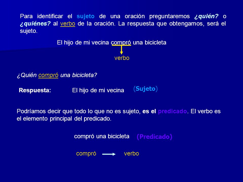 Para identificar el sujeto de una oración preguntaremos ¿quién