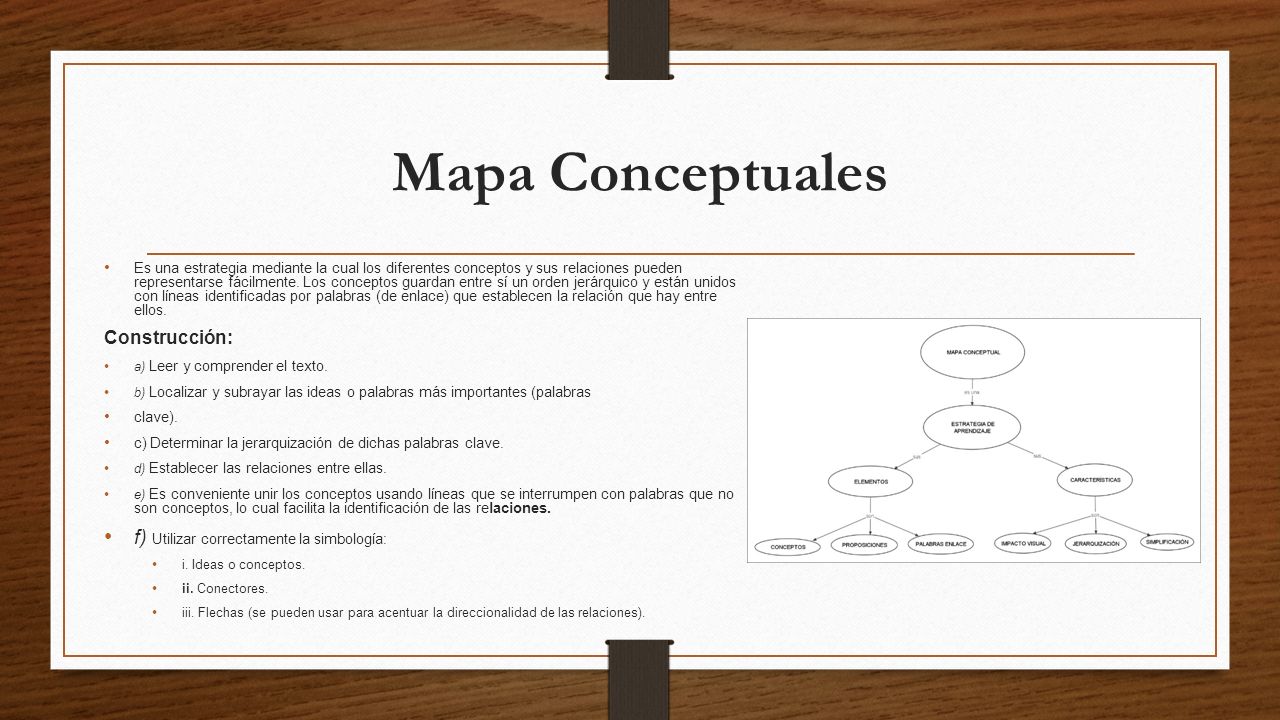 Mapa Conceptuales f) Utilizar correctamente la simbología: