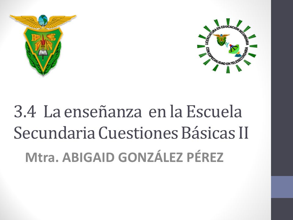 3.4 La enseñanza en la Escuela Secundaria Cuestiones Básicas II