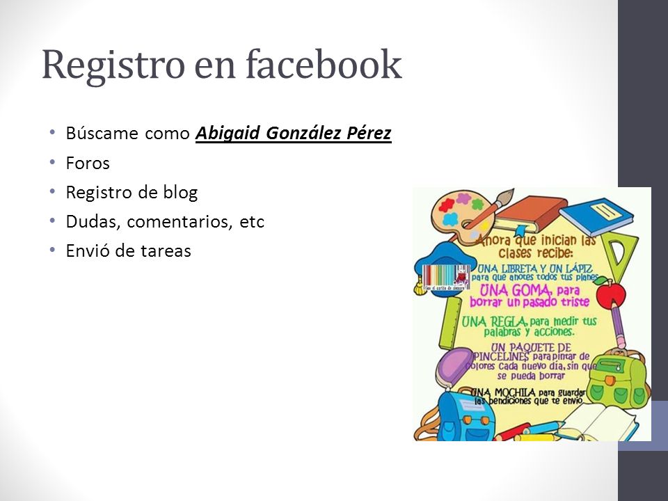 Registro en facebook Búscame como Abigaid González Pérez Foros